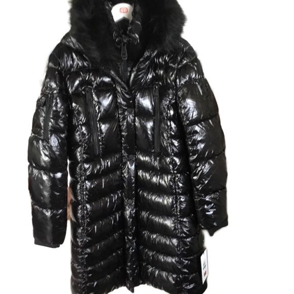 NWT Donna Karan Puffer Coat with Faux Fur detachable Hood Large - Picture 4 of 7
